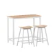Artiss Solid Wood Bar Table & Stool Set - Pine & White, 3-Piece Dining Desk with Smooth Finish & Anti-Slip Protectors