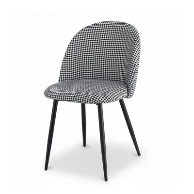 Artiss Houndstooth Linen Dining Chairs Set of 2 - Modern Design with Solid Metal Legs, 150kg Capacity, Anti-Slip Feature