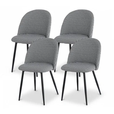 Artiss Set of 4 Houndstooth Linen Dining Chairs - Modern Comfort, Solid Metal Legs, Anti-Slip Design, Easy Assembly Artiss Set of 4 Houndstooth Linen Dining Chairs - Modern Comfort, Solid Metal Legs, Anti-Slip Design, Easy Assembly