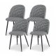 Artiss Set of 4 Houndstooth Linen Dining Chairs - Modern Comfort, Solid Metal Legs, Anti-Slip Design, Easy Assembly