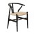 Artiss Dining Chair, Wooden Rattan, Black, 54.5x45.5x77.5cm, Ergonomic Wishbone Design, Comfortable & Durable
