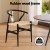 Artiss Dining Chair, Wooden Rattan, Black, 54.5x45.5x77.5cm, Ergonomic Wishbone Design, Comfortable & Durable