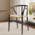 Artiss Dining Chair, Wooden Rattan, Black, 54.5x45.5x77.5cm, Ergonomic Wishbone Design, Comfortable & Durable