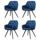 Artiss Set of 4 Velvet Dining Chairs, Blue, Diamond Tufted, Armrests, Solid Wood Frame, Steel Legs, 150kg Capacity