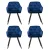 Artiss Set of 4 Velvet Dining Chairs, Blue, Diamond Tufted, Armrests, Solid Wood Frame, Steel Legs, 150kg Capacity