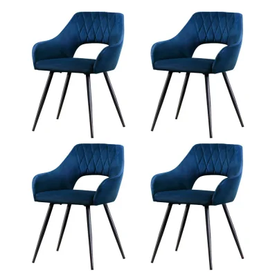 Artiss Velvet Dining Chairs Set of 4 - Blue, Plush Upholstery, Steel Legs, 150kg Capacity, Luxurious Comfort