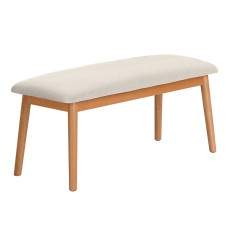 Artiss Dining Bench, Faux Linen Upholstery, Rubberwood Legs, 106cm, Beige Oak, 300kg Capacity, Contemporary Design