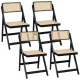 Artiss 4x Foldable Dining Chairs, Black Rattan-Style, Poplar Wood Frame, Space-Saving Design, 150KG Capacity