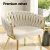 Artiss Velvet Dining Chair Beige, Hand-Woven Backrest, Armrests, Steel Legs, 63x50x69cm, 150kg Capacity
