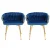 Artiss Set of 2 Velvet Dining Chairs, Hand-Woven Backrest, Armrest, Solid Steel Legs, Blue, 60x50x69cm