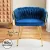 Artiss Set of 2 Velvet Dining Chairs, Hand-Woven Backrest, Armrest, Solid Steel Legs, Blue, 60x50x69cm