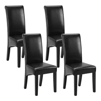 Artiss Set of 2 Black PU Leather Dining Chairs - Elegant Parsons Design, Thick Foam Padding, Pinewood Frame, 102cm