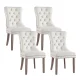 Artiss Set of 4 Beige Velvet Dining Chairs, Button Tufted Backrest, Rubberwood Legs, 150kg Capacity, 96cm High