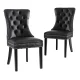 Artiss Set of 2 Black PU Leather Dining Chairs, Button Tufted Backrest, Rubberwood Legs, 150kg Capacity, 96cm