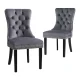 Artiss Set of 2 Grey Velvet Dining Chairs, Button Tufted Backrest, Rubberwood Legs, 50x46x96cm, 150kg Capacity