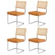 Artiss Set of 4 PU Leather Rattan Cantilever Dining Chairs - Brown, Stainless Steel Frame, 150kg Capacity, 48x48x84cm