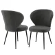 Artiss 2x Grey Sherpa Bouclé Dining Chairs - Wing Back Design, High-Density Foam, Steel Legs, 150kg Capacity, 60x50x90cm