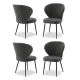 Artiss 4x Sherpa Bouclé Dining Chairs - Grey, Wing Back, Curved Ergonomic Design, 150kg Capacity, Steel Legs, 60x50x90