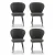 Artiss 4x Sherpa Bouclé Dining Chairs - Grey, Wing Back, Curved Ergonomic Design, 150kg Capacity, Steel Legs, 60x50x90