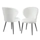 Artiss 2x Sherpa Bouclé Dining Chairs, White Wing Back, Ergonomic Design, Powder-Coated Steel Legs, 150kg Capacity
