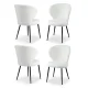 Artiss Set of 4 White Dining Chairs: Sherpa Bouclé Wing Back, Ergonomic Design, 150kg Capacity, Metal Legs, 60x50x90cm