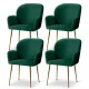 Artiss Kynsee Set of 4 Green Velvet Dining Chairs – Plush Armchairs with Steel Legs, 150kg Capacity, 54x58x83cm