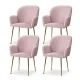 Artiss Set of 4 Pink Velvet Dining Chairs with Armrests - Luxurious, Sturdy Steel Legs, Easy Assembly, 150kg Capacity
