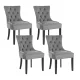 Artiss Dining Chairs Set of 4, Grey Velvet Upholstery, French Provincial Style, Tufted Back, Rubber Wood Legs