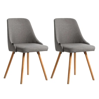 Artiss Kalmar Dining Chairs Set of 2 - Grey Upholstered Fabric, Solid Beech Wood Frame, Scandinavian Design, 81cm Height Artiss Kalmar Dining Chairs Set of 2 - Grey Upholstered Fabric, Solid Beech Wood Frame, Scandinavian Design, 81cm Height