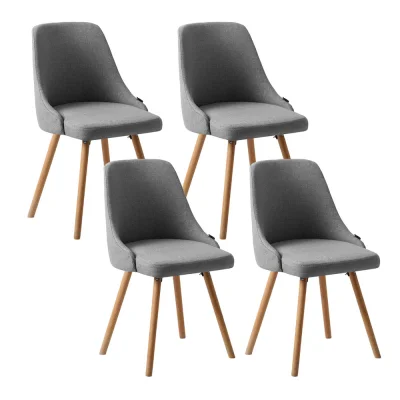 Artiss Kalmar Dining Chairs Set of 4 - Grey, Soft-Touch Fabric, Beech Wood Frame, 45cm Seat Height, Scandinavian Style Artiss Kalmar Dining Chairs Set of 4 - Grey, Soft-Touch Fabric, Beech Wood Frame, 45cm Seat Height, Scandinavian Style