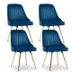 Artiss Velvet Dining Chairs Set of 4 - Blue, Channel Tufted, Gold Legs, 44x41x80cm, High Resilience Foam, Easy Assembly
