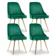 Artiss Set of 4 Velvet Dining Chairs, Green, Channel Tufted, Gold Legs, 44x41x80cm - Modern Elegance & Comfort