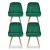 Artiss Set of 4 Velvet Dining Chairs, Green, Channel Tufted, Gold Legs, 44x41x80cm - Modern Elegance & Comfort