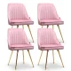 Artiss Velvet Dining Chairs Set of 4 - Pink, Channel Tufted, Gold Metal Legs, 44x41x80cm, Iconic Design, Easy Assembly