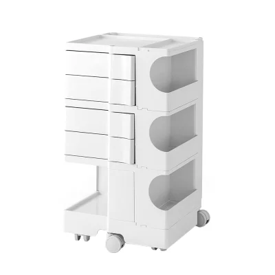 Artiss 5-Tier White Storage Trolley Cart - Stylish, Versatile Replica Boby Trolley with Fold-Out Shelves