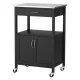 Artiss Kitchen Island Trolley 60cm Rolling Cart with Stainless Steel Top, Drawer, Cupboard, Black, Portable Storage