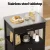 Artiss Kitchen Island Trolley 60cm Rolling Cart with Stainless Steel Top, Drawer, Cupboard, Black, Portable Storage