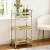 Artiss Gold Rolling Kitchen Island Cart with Wine Rack, 3-Tier Mirrored Glass Shelves, 43cm for Versatile Storage