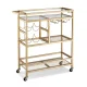 Artiss Gold Bar Cart 72cm - Elegant Drinks Trolley with Wine Rack, Glass Holder, Hooks, and Mirrored Glass Shelves