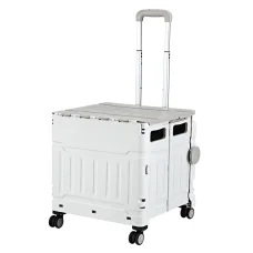 Emajin Foldable Shopping Trolley Cart 75L White, Aluminium Handle, Water-Resistant, 70kg Capacity, 360° Wheels