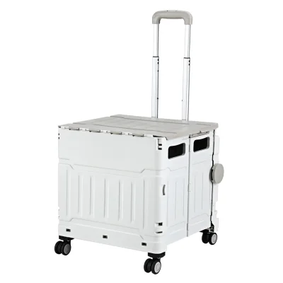 Emajin Foldable Shopping Trolley Cart 75L White, Aluminium Handle, Water-Resistant, 70kg Capacity, 360° Wheels
