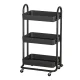 Artiss 3-Tier Kitchen Storage Trolley Cart with Wheels, Steel Frame, 45kg Capacity, 46x35.5x80cm, Black