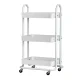 Artiss 3 Tier Storage Trolley Kitchen Cart, Steel Frame, 46x35.5x80cm, Organiser with Wheels, White