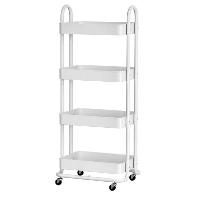 Artiss 4-Tier White Storage Trolley Kitchen Cart - Portable, Space-Saving, Steel Frame, 50kg Capacity, 1-Year Warranty