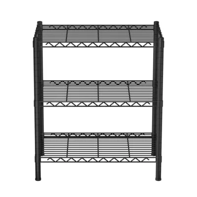 Artiss 3-Tier Adjustable Steel Shelving Unit - 50kg Capacity, Rust-Resistant, V-Mesh Surface, 60x35x70cm, Black