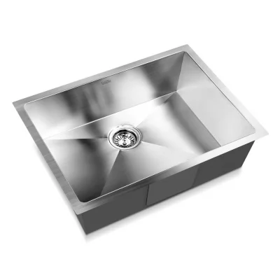 Cefito 60x45cm Stainless Steel Kitchen Sink - Handmade 304 Grade, Satin Finish, Single Bowl, Sound-Reducing Pads