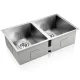 Cefito Handmade 77x45cm Double Bowl Kitchen Sink - Premium 304 Stainless Steel, R10 Corners, Soundproof, Easy Drainage Cefito Handmade 77x45cm Double Bowl Kitchen Sink - Premium 304 Stainless Steel, R10 Corners, Soundproof, Easy Drainage