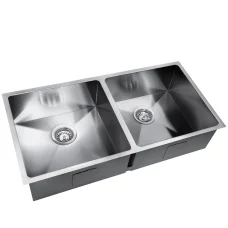 Cefito 86x44CM Double Bowl Kitchen Sink - Handmade 304 Stainless Steel, R10 Corners, Soundproof, Easy Drainage