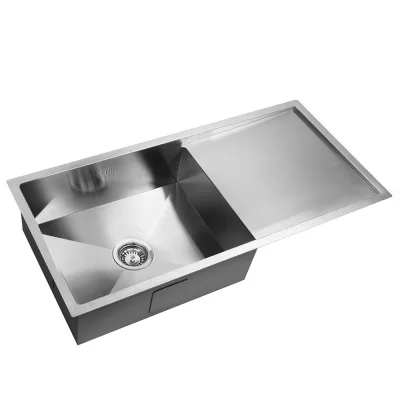 Cefito 96x45CM Stainless Steel Kitchen Sink - Single Bowl, Satin Finish, Scratch-Proof, Sound-Deadening, X-Flume Design