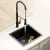 Cefito 51x45cm Stainless Steel Kitchen Sink with Pull-Out Mixer Tap, Single Bowl, Black, PVD Coated, R10 Corners Cefito 51x45cm Stainless Steel Kitchen Sink with Pull-Out Mixer Tap, Single Bowl, Black, PVD Coated, R10 Corners